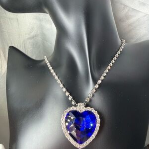 Unique premium look Sapphire Blue Heart Necklace with Silver Accents